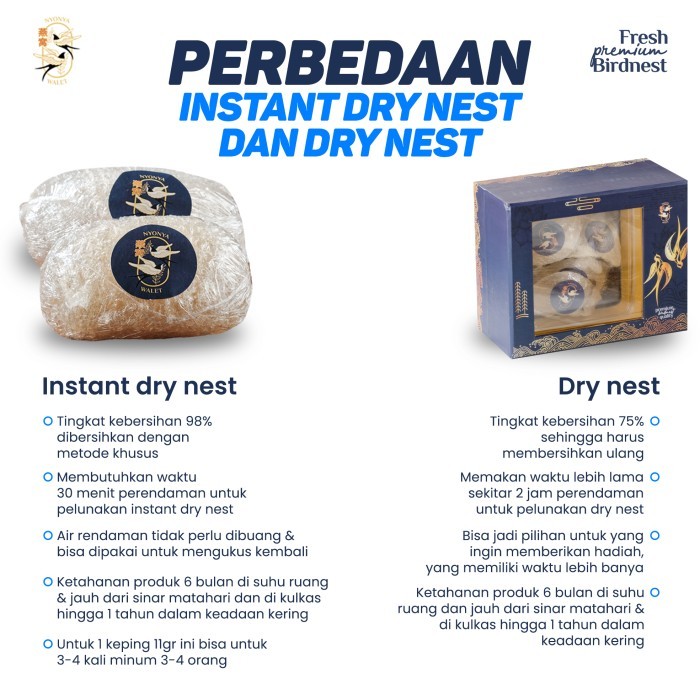 

Sarang Walet Birdnest Mentah Kering Nyonya Walet Terbaik