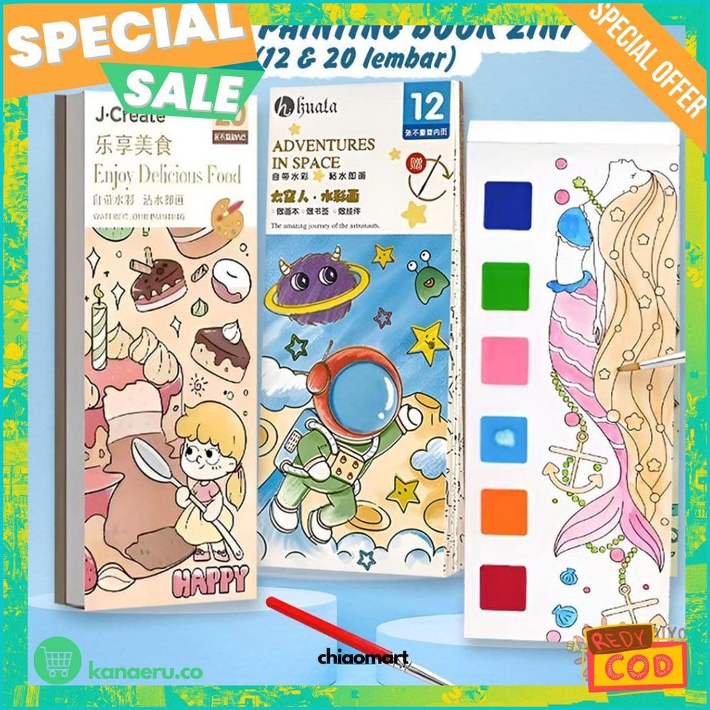 

Taiyo Pocket Travel Watercolour Diy Painting Book 2In1 Buku Gambar Anak 12 Dan 20 Lembar Mewarnai Edukasi Free Kuas Diskon