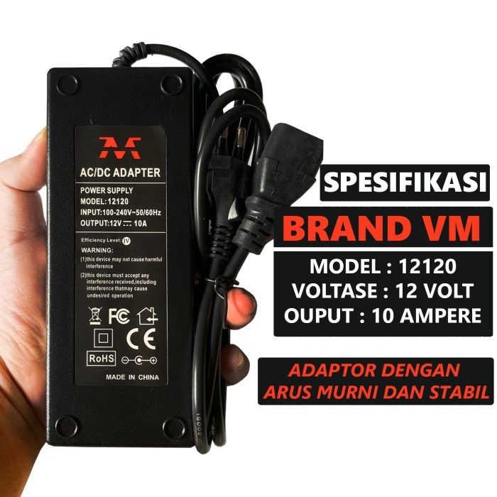 Adaptor Dc 12V 10A - Adaptor Murni Arus 12 Volt 10 Ampere