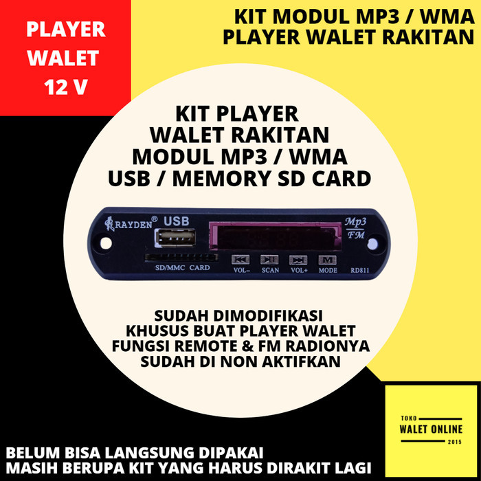 Promo Modul Kit Mp3 Player Walet Khusus Ampli Rakitan No Remot No Fm Radio