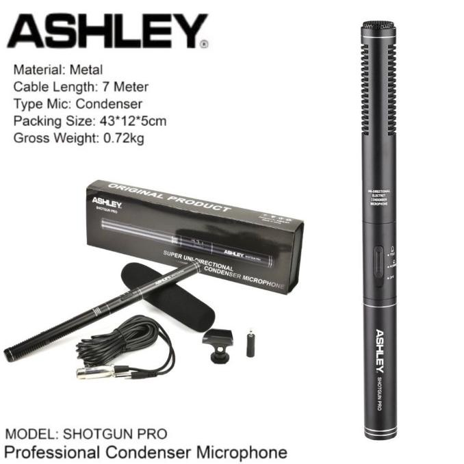 Mic Kabel Condenser Ashley Shotgun Pro Original CONDENSOR Microphone