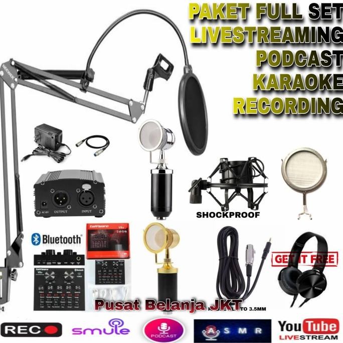 PAKET FULL SET MIC MICROPHONE BM 8000 BM8000 CONDENSER RECORDING