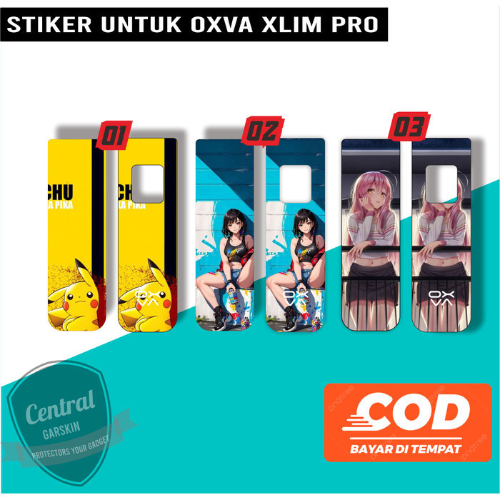 *2Buah* Oxva Xlim Pro Depan Belakang Pika 01 Garskin Wrap Stiker Custom Order Dan Bukan Case