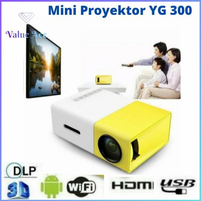 Mini Proyektor Led YG300/YG-300/YG-300 Proyektor Portable Home- Kuning