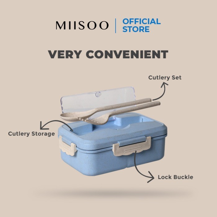 Miisoo Lunch Box Set Kotak Bekal Kotak Makan Anti Tumpah