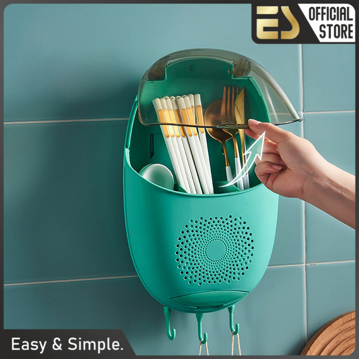 Es Tempat Sendok Tempel Dinding Alat Dapur Gantung Multifungsi