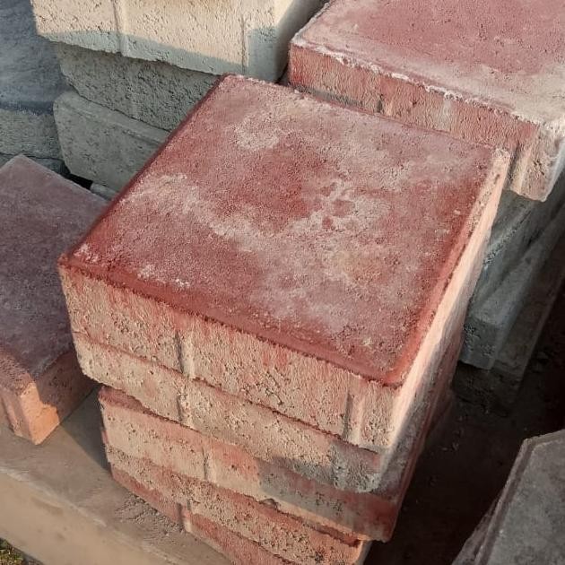 paving block kotak ubin 21 x 21 cm press mesin hidrolik k250 up merah MS54