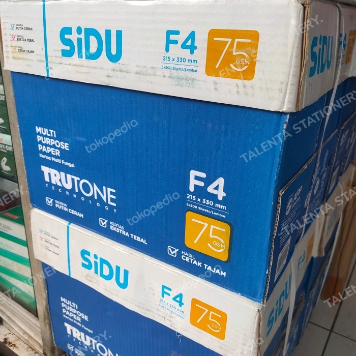 

Kertas Hvs Sidu Ukuran Folio F4 75 Gram Harga 1 Box Isi 5 Rim New