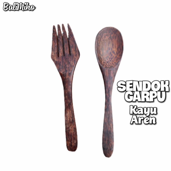 New - Sendok Garpu 1 Set Kayu Kelapa/Sendok Kayu/Garpu Kayu/Sendok Kelapa