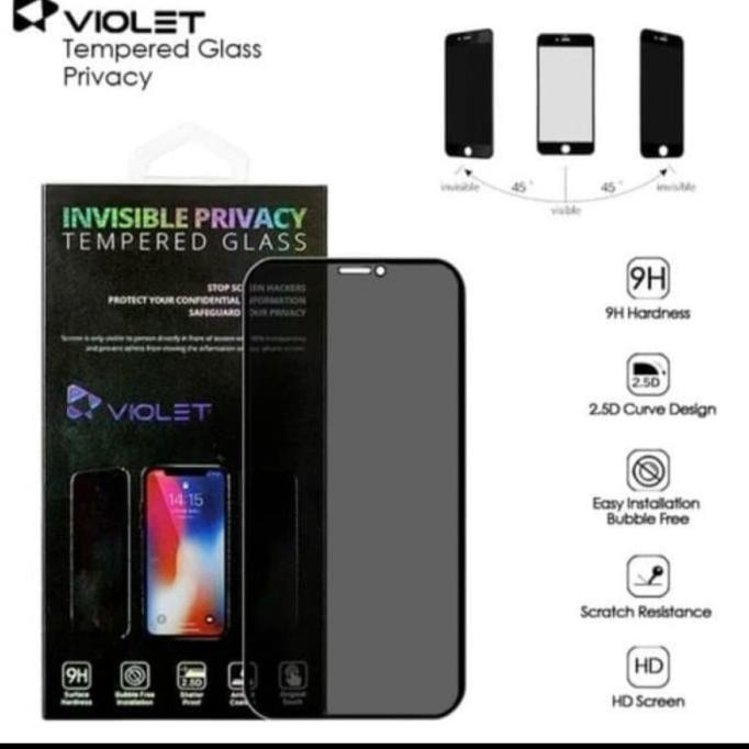 Pj - Tempered Glass Spy Iphone X/Xs/Xr/Xs Max - Violet Premium Privacy Glass