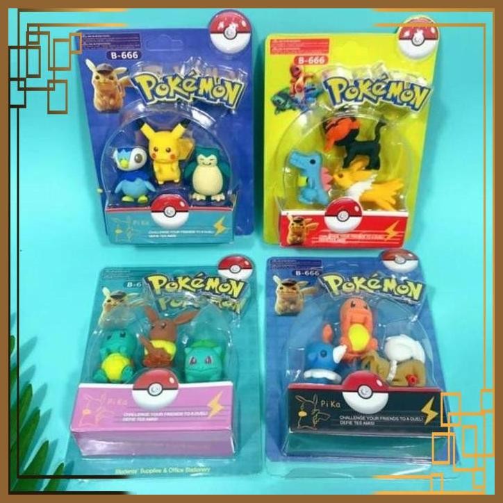 

[RDB] PENGHAPUS PENSIL KARAKTER POKEMON SET 3 ERASER ALAT TULIS PREMIUM