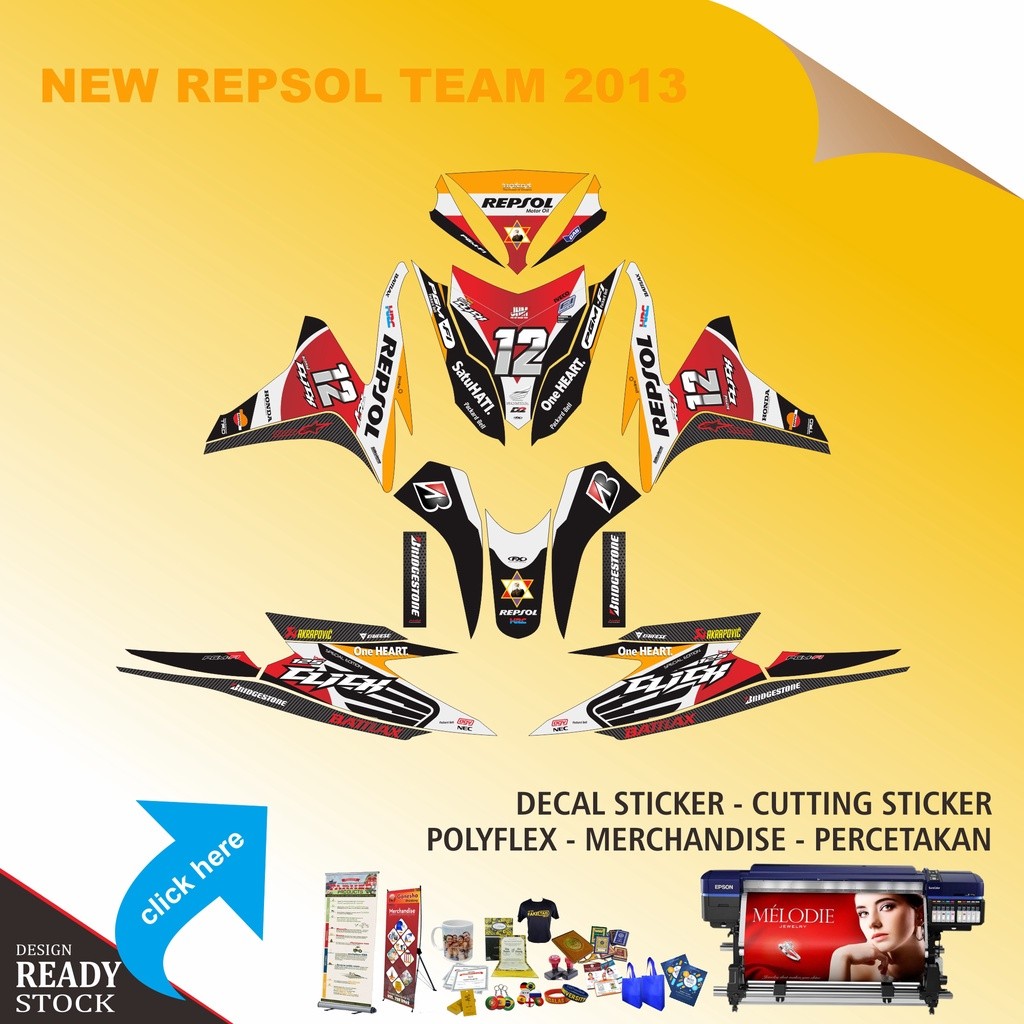 DECAL STICKER HONDA VARIO PGMFI REPSOL TEAM 2013