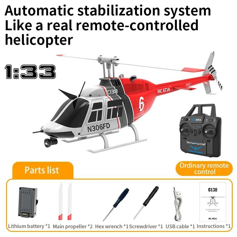 ABS C138 REMOTE CONTROL HELICOPTER 6CH 2.4G RC HELICOPTER TOYS 6-AXIS GYRO FLYBARLESS AIRPLANE MODEL