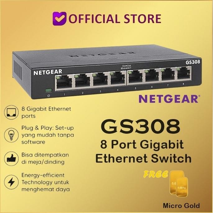 NETGEAR GS308 ( 8 Port Gigabit Ethernet Switch )