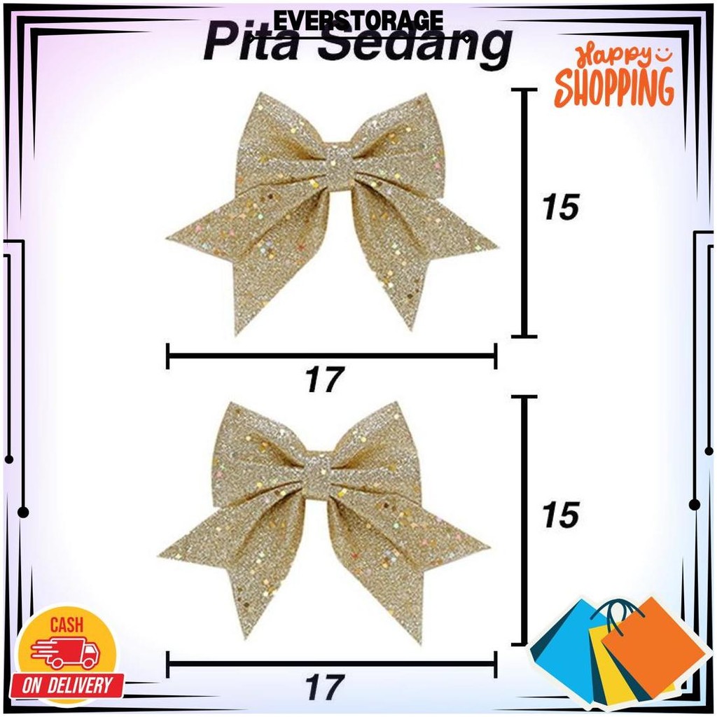 

Pita Natal Hiasan Pohon Christmas Ribbon Aksesoris Pita Kado Jadi - Merah Emas / Gold Silver Ukuran Sedang 2 Pcs D Cod
