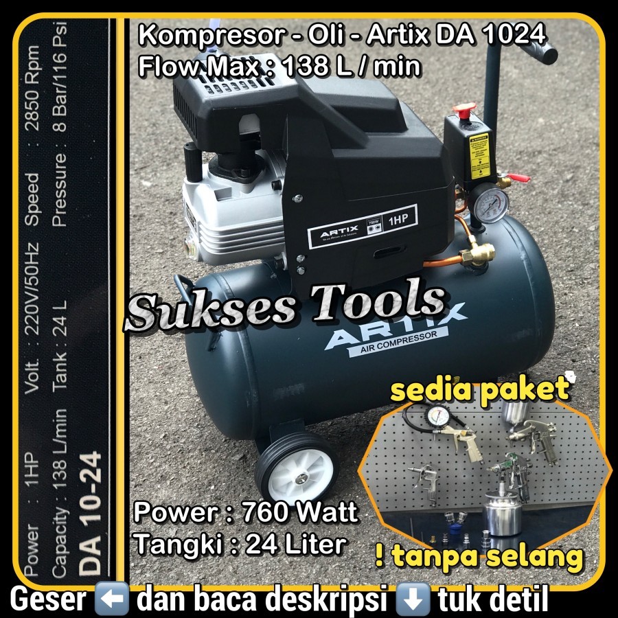 Kompresor Angin Listrik Artix DA 1024 DA1024 Kompressor 1 HP 24 Liter