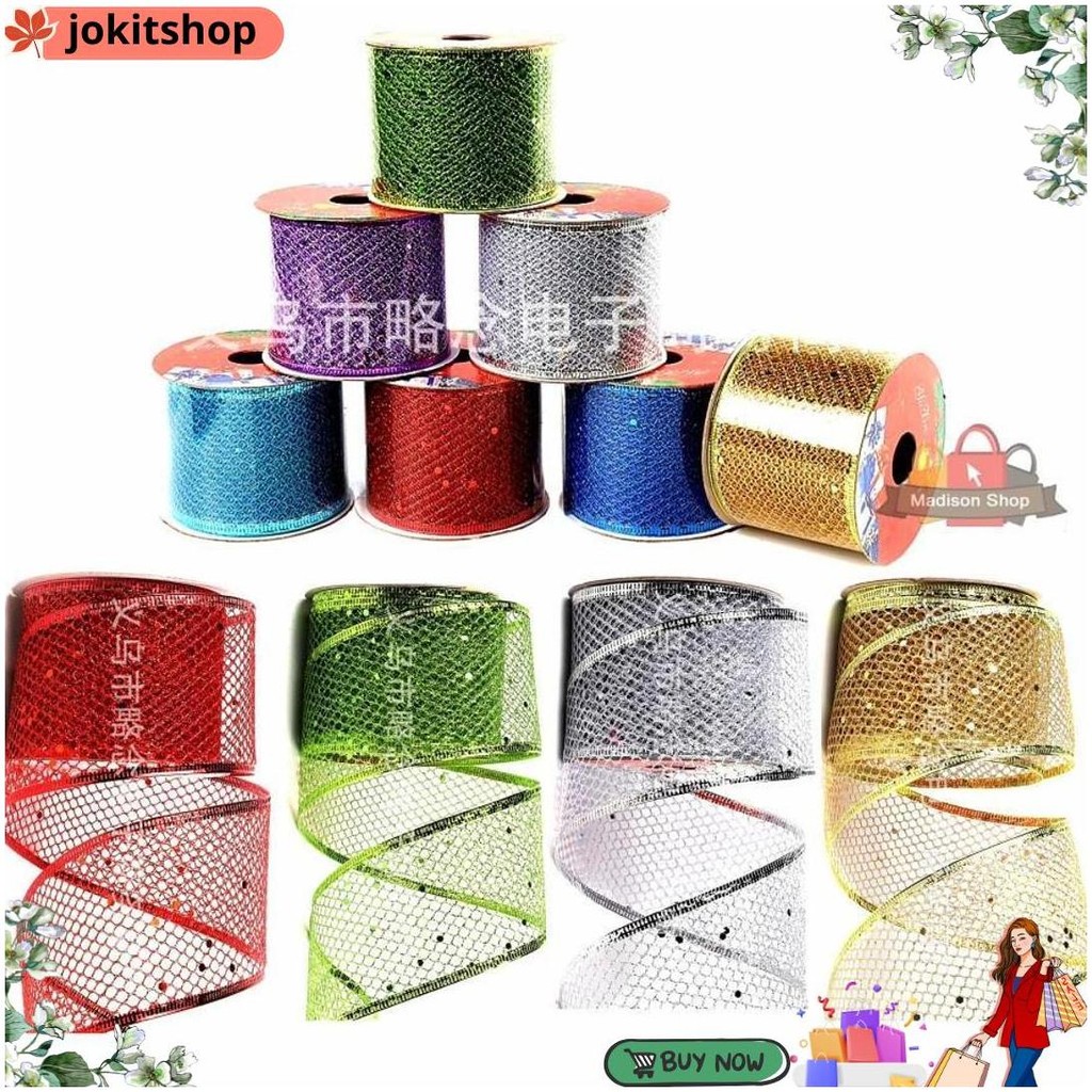 

Pita Natal Rol Jaring Kasar Hiasan Pita Natal Murah Merah Pita Kawat D Promo 11.11