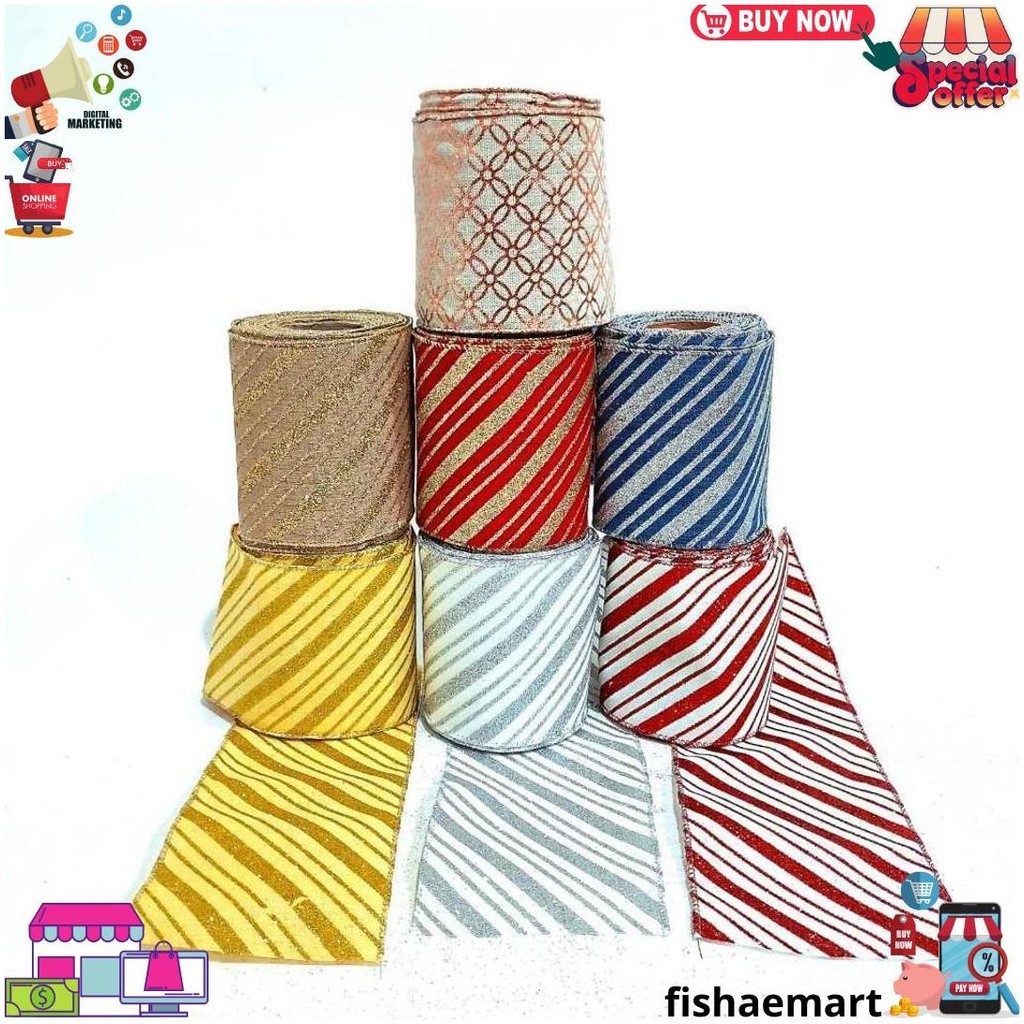 

Pita Natal Rol Besar 10M Hiasan Parcel Dekorasi Pohon Natal Pita Kain D Promo Puncak
