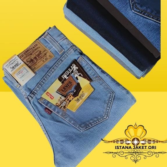 celana jeans pria biru muda/denim biru muda/reguler fit/standar biru LJM