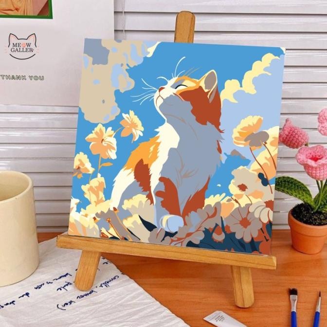 

Paint by Numbers - Flowers Cat 20x20cm - Painting KIT DIY