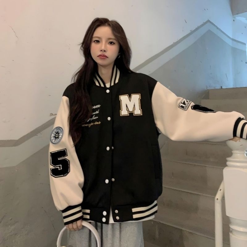 Felizo Jaket Varsity Big Size M 56 LOGO Bordir Jacket Baseball Bisbol Kancing Bomber FLeece Premium 