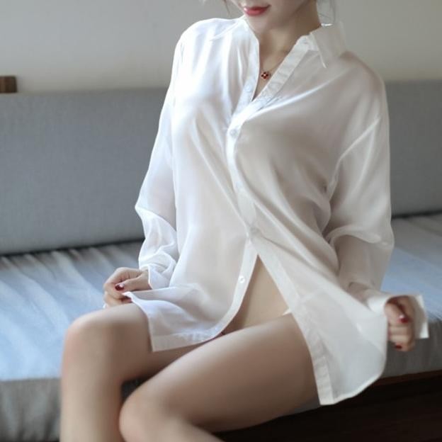 Baju Tidur Seksi Wanita Satin Halus Dan Tipis Lengan Panjang 1184