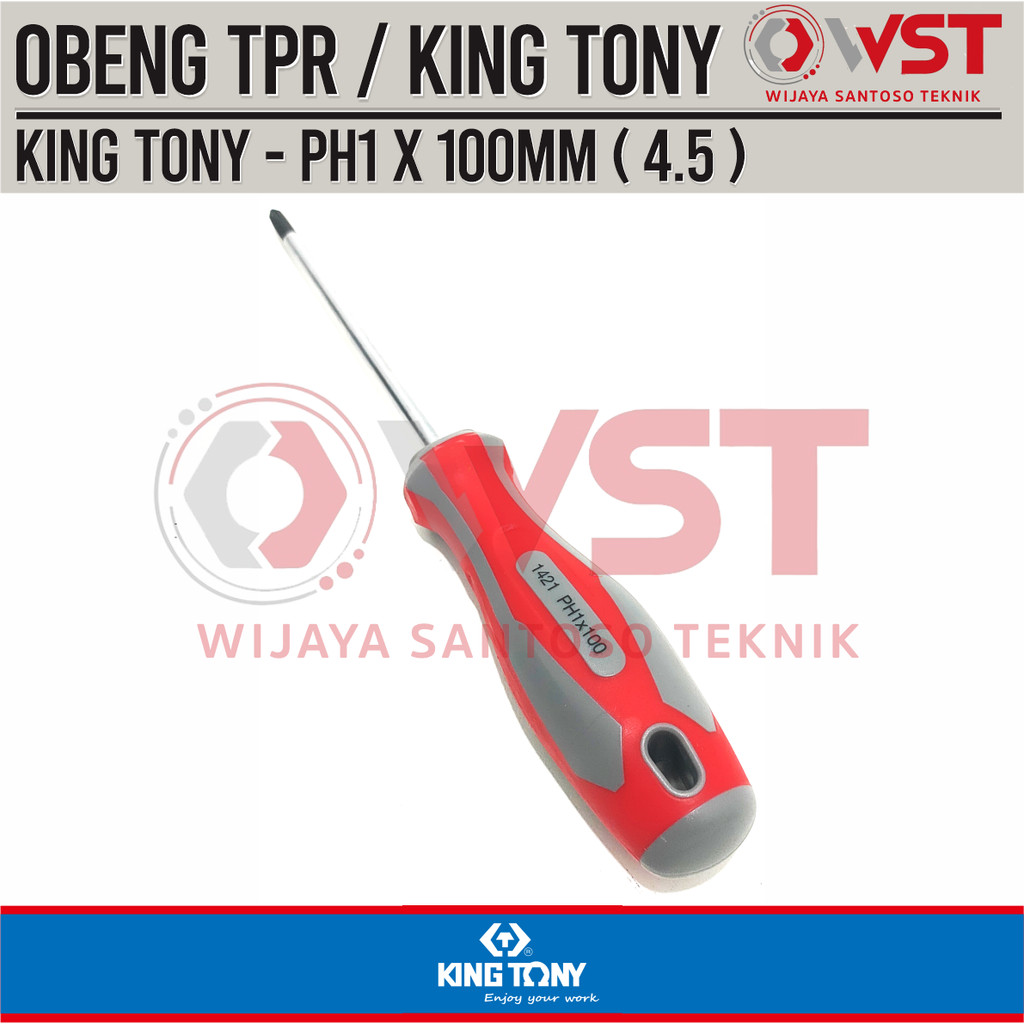 King Tony Obeng Plus  4.5x100 mm PH1 Gagang TPR / 4.5 x 100 Belimbing
