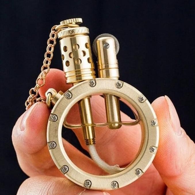 Gratis Ongkir  korek vintage Buatan Tangan Tembaga Murni Bensin Ringan Bulat Minyak Tanah Minyak Men