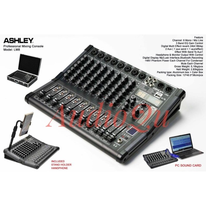 Cuci Gudang New Mixer Audio Ashley Lm 8/ Lm8 Original 8 Channel Free Koper