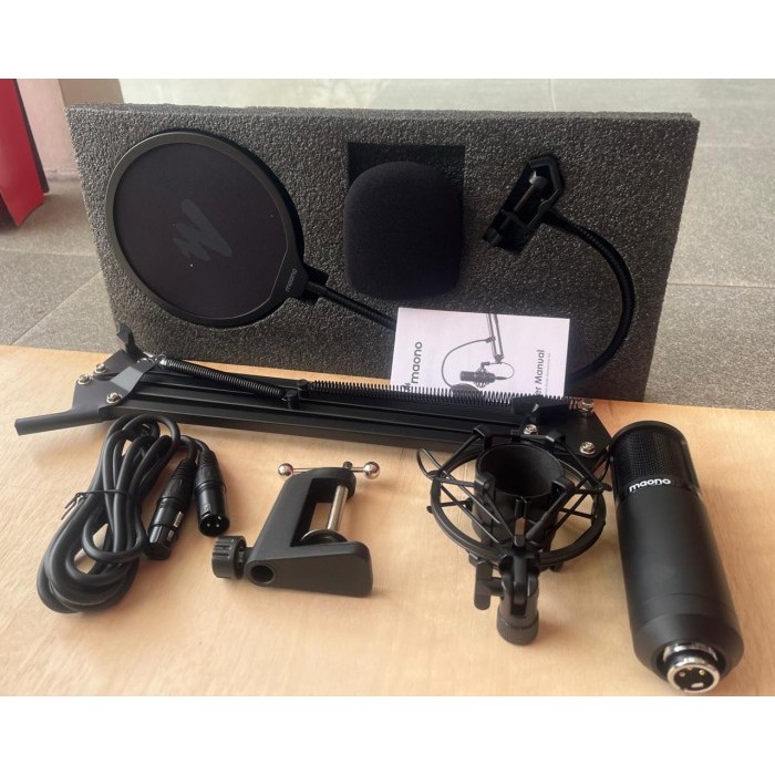 Terbaru Maono Au-Pm320 Mic Xlr Condenser Mic Recording Zoom Podcast Asmr