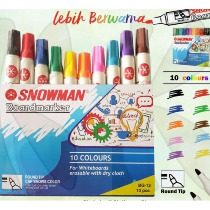 

Baru Spidol Snowman Whiteboard Set 10 Warna ( 1Set ) Terbaru Premium
