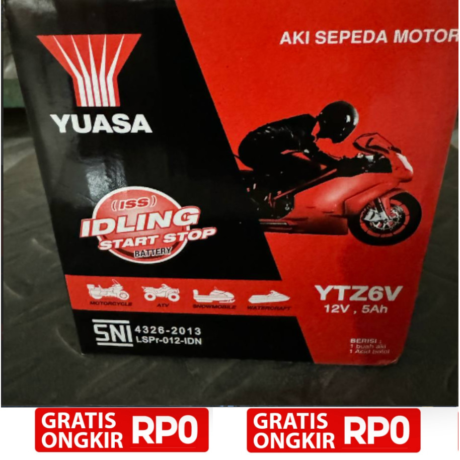 Aki Motor Yuasa YTZ6V / GTZ6V Original Asli 100%