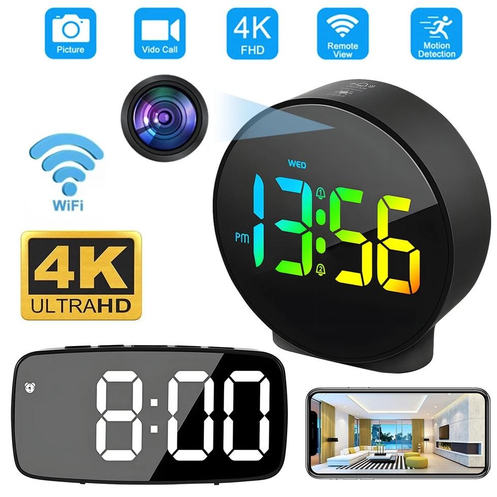 4K/1080P HD WIFI CLOCK WIRELESS CAMERA DIGITAL CLOCK MINI CAMERA MOTION DETECTION, ALARM CLOCK, CAME