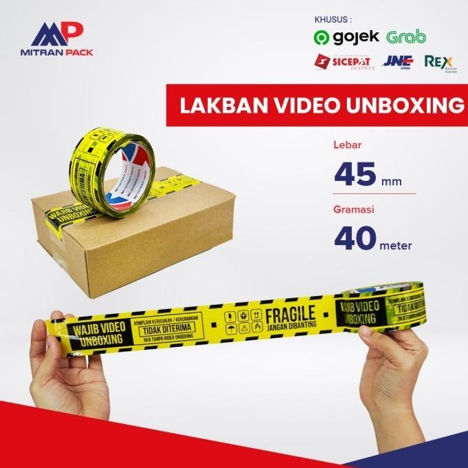 

TERMURAH - (1 dus) Lakban printing VIDEO UNBOXING 45 mm x 40 m Mitran Pack