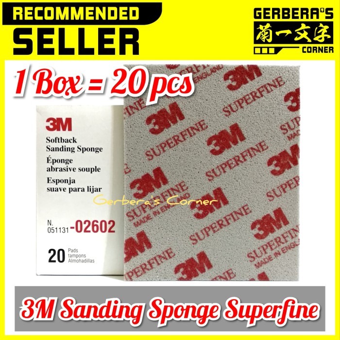 Promo 3M Sanding Sponge Superfine Box 20Pcs - 11.5 X 14 Cm - Amplas Gundam