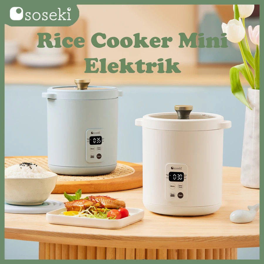 Yvette - Rice Cooker Elektrik Anti Lengket - SOSEKI Rice Cooker Mini Elektrik - Putih