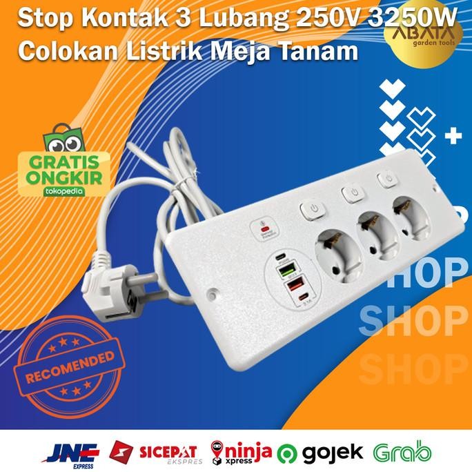 STOP KONTAK 3 LUBANG EU PLUG 250V 3250W STOP KONTAK USB STOP KONTAK TANAM MEJA STOP KONTAK TANAM USB