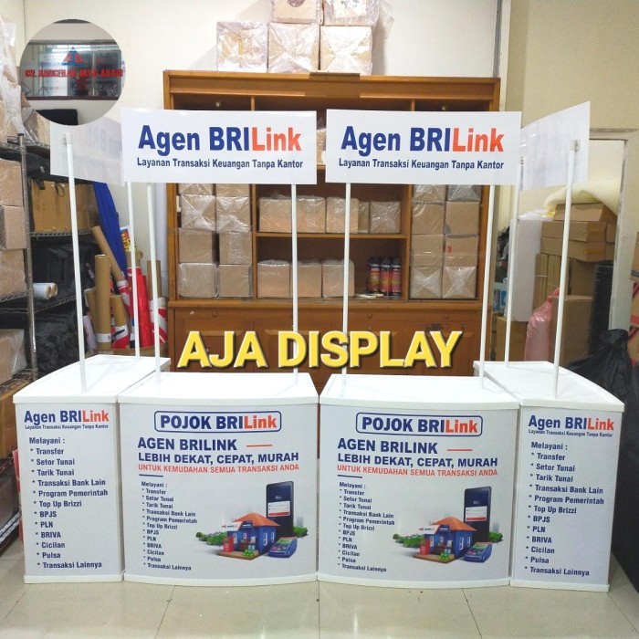 Event Desk Brilink Meja Promosi Khusus Cetak Stiker Logo Brilink