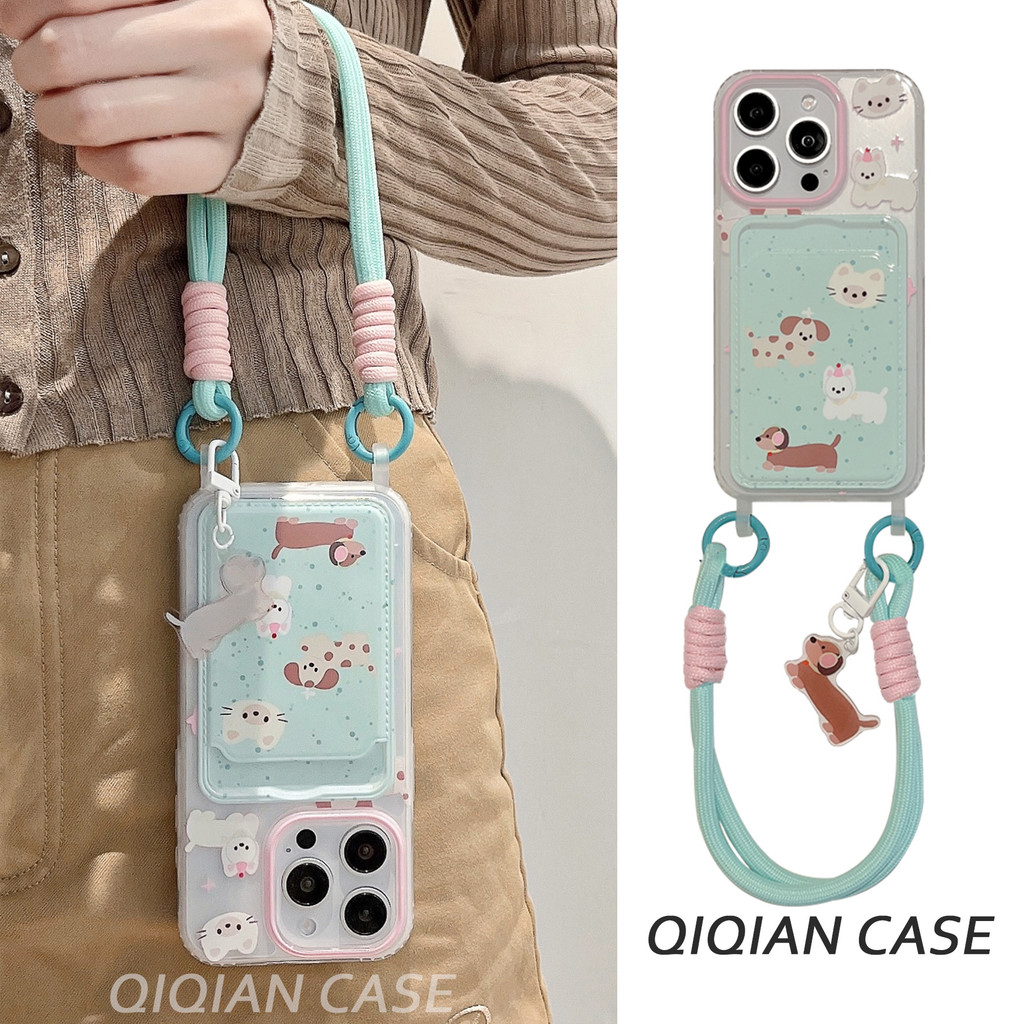 Tali Pengikat Hijau Dachshund Card Case Tali Pengikat Hardcase Redmi 13C Note 13 Pro Plus 5G 10A Not