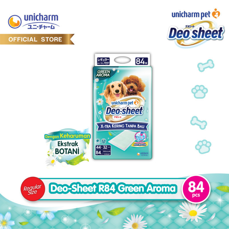 Unicharm Pet - Deo Sheet Anjing Regular Size Green Aroma 84 Pcs - Pad Underpad