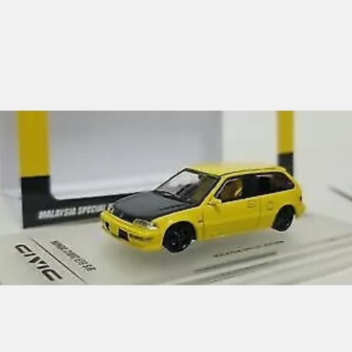 1:64 Inno64 Honda Civic EF9 Sir Yellow Spoon Carbon Bonnet Malaysia Li