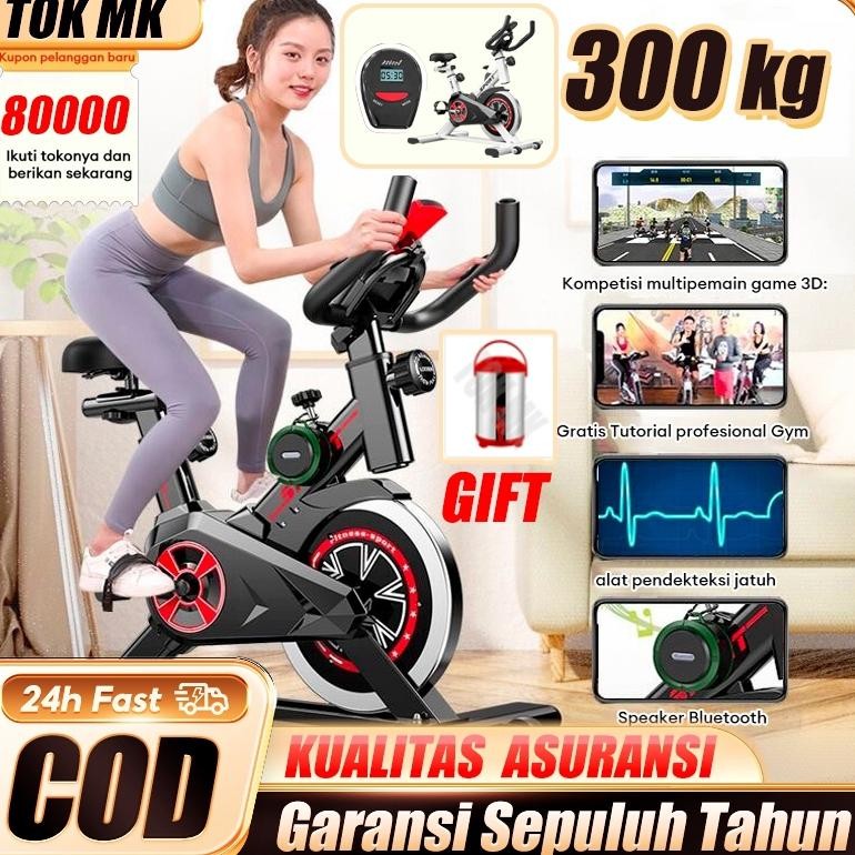 Selen Sepeda Statis Spining Bike Hitam Treadll Electric Low Watt Alat Fitnes Rumah Sepeda Statis Per