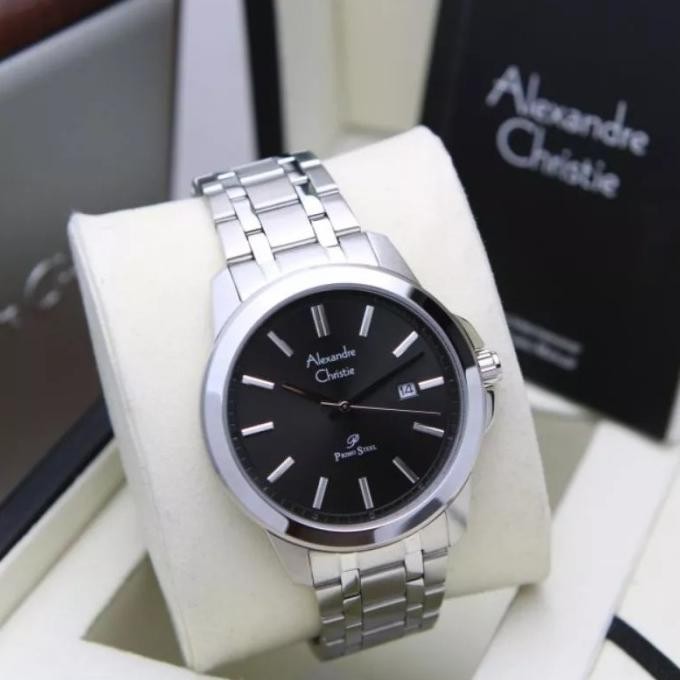 JAM TANGAN PRIA ALEXANDRE CHRISTIE AC1017 AC 1017 SILVER BLACK ORIGINA
