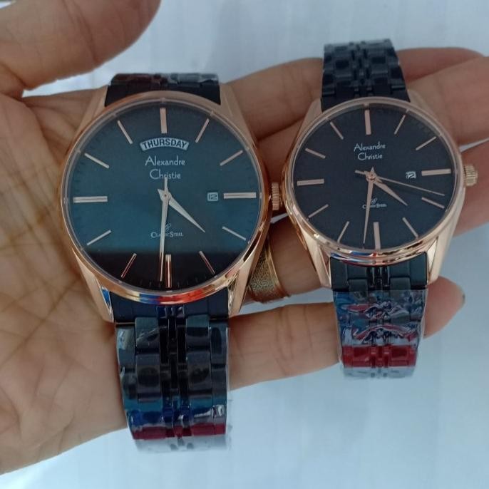 ALEXANDRE CHRISTIE AC8588 AC 8588 BLACK ROSE GOLD JAM TANGAN ORIGINAL