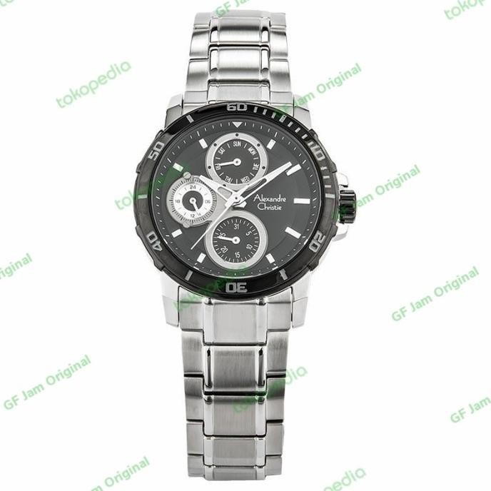 ALEXANDRE CHRISTIE AC6473 AC 6473 SILVER BLACK JAM WANITA ORIGINAL