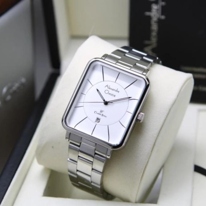JAM TANGAN PRIA ALEXANDRE AC8662 AC 8662 SILVER WHITE STEEL ORIGINA
