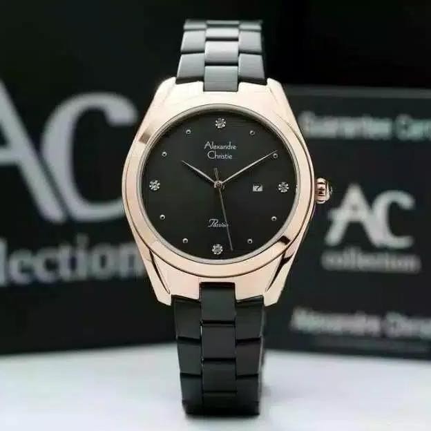ALEXANDRE CHRISTIE AC2789 AC 2789 BLACK ROSE GOLD JAM TANGAN WANITA