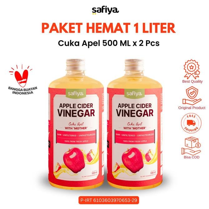 

Safiya Cuka Apel 1 Liter Fresh 100% Murni Apple Cider Vinegar With Mother Detox