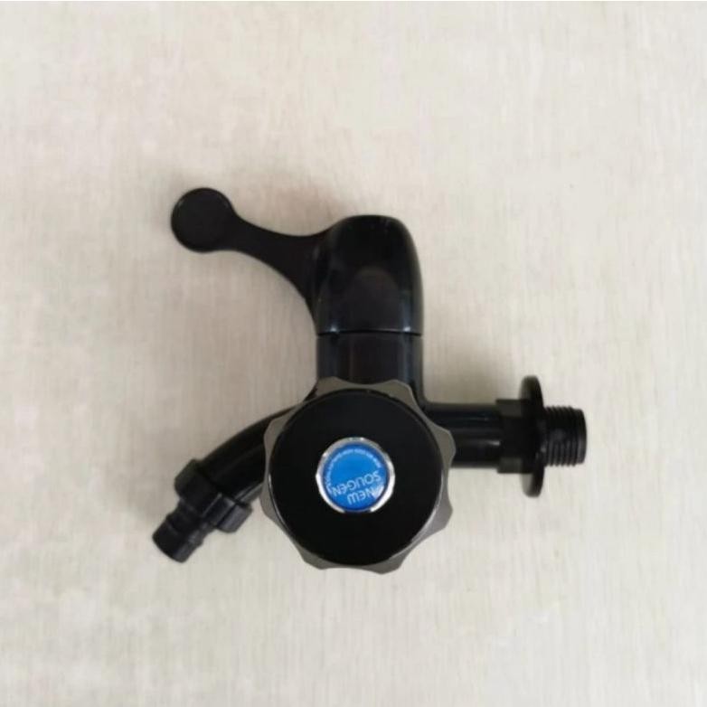 Gm - Kran Cabang Shower Pvc New Soligen Hitam Keran Double Black Series