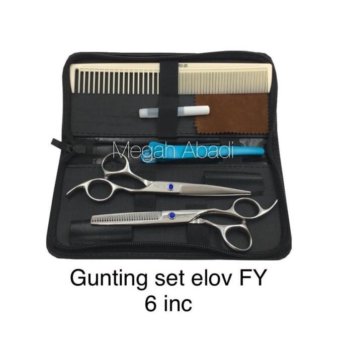 Gunting Set Rambut Elov / Gunting potong penipis 6 inch ( set )